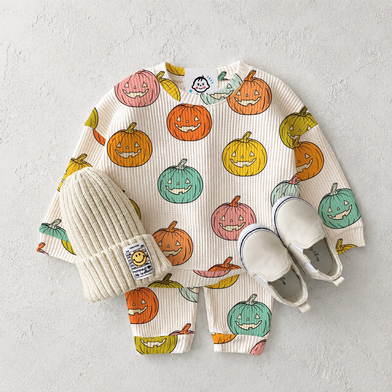 Baby Colorful Pumpkin Waffle 2-Piece Set