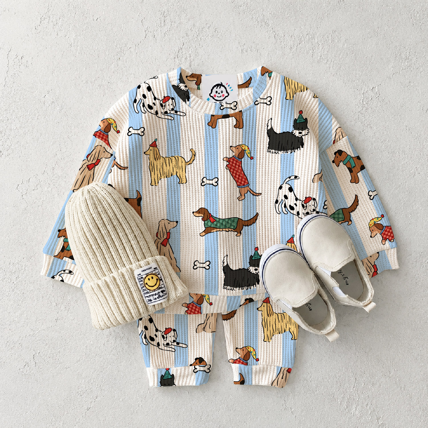 Baby Striped Dogs Waffle 2-Piece Set