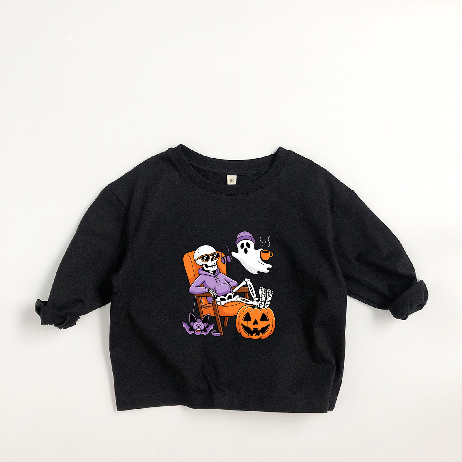 Kids Ghost Skull Pumpkin Long-Sleeve T-shirt