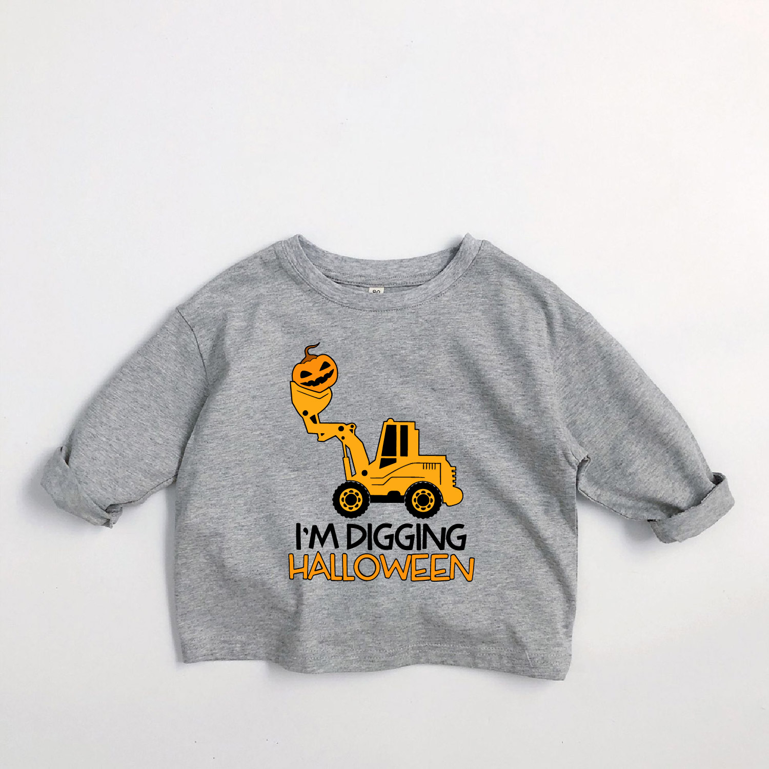 I'M DIGGING HALLOWEEN Kids Excavator Pumpkin Long-Sleeve T-shirt