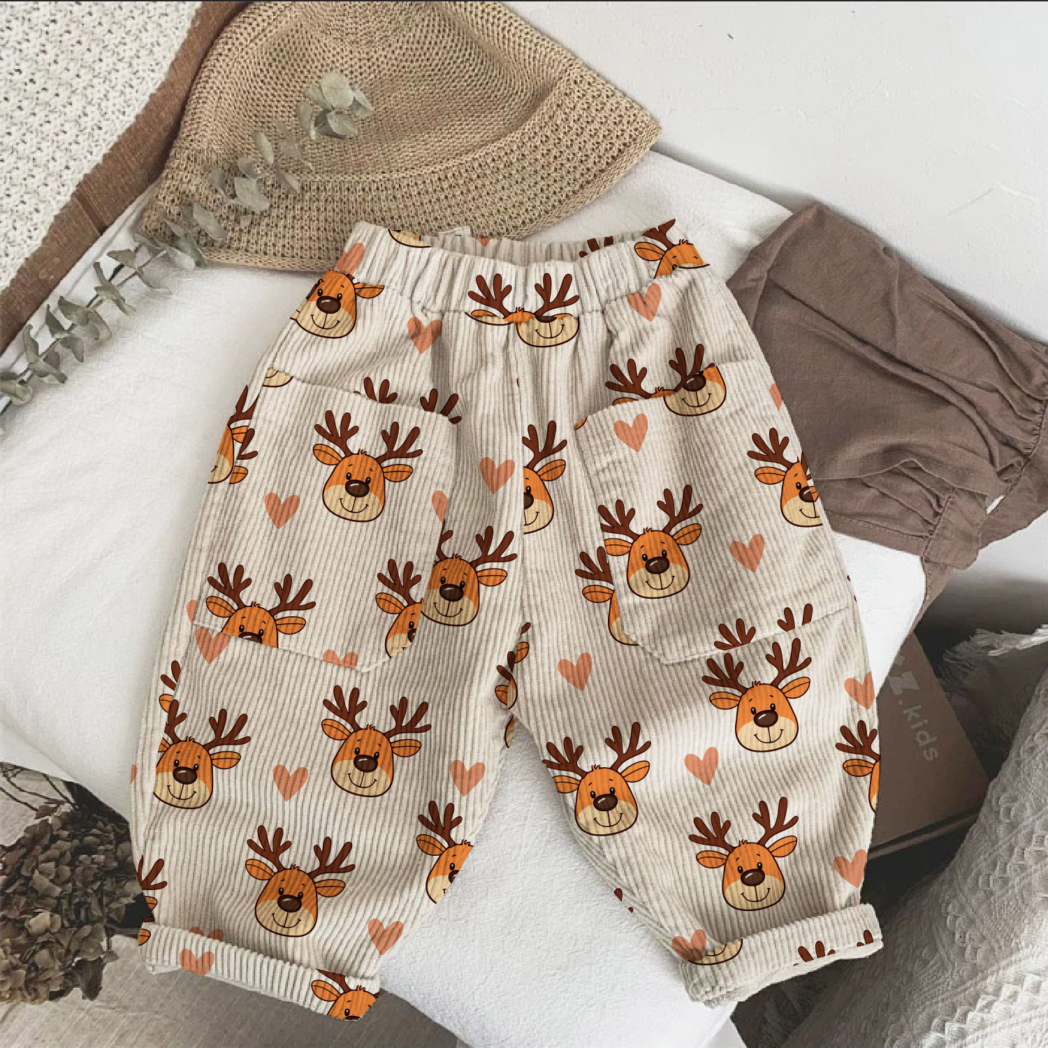 Baby & Kids Christmas Reindeer Corduroy Pants