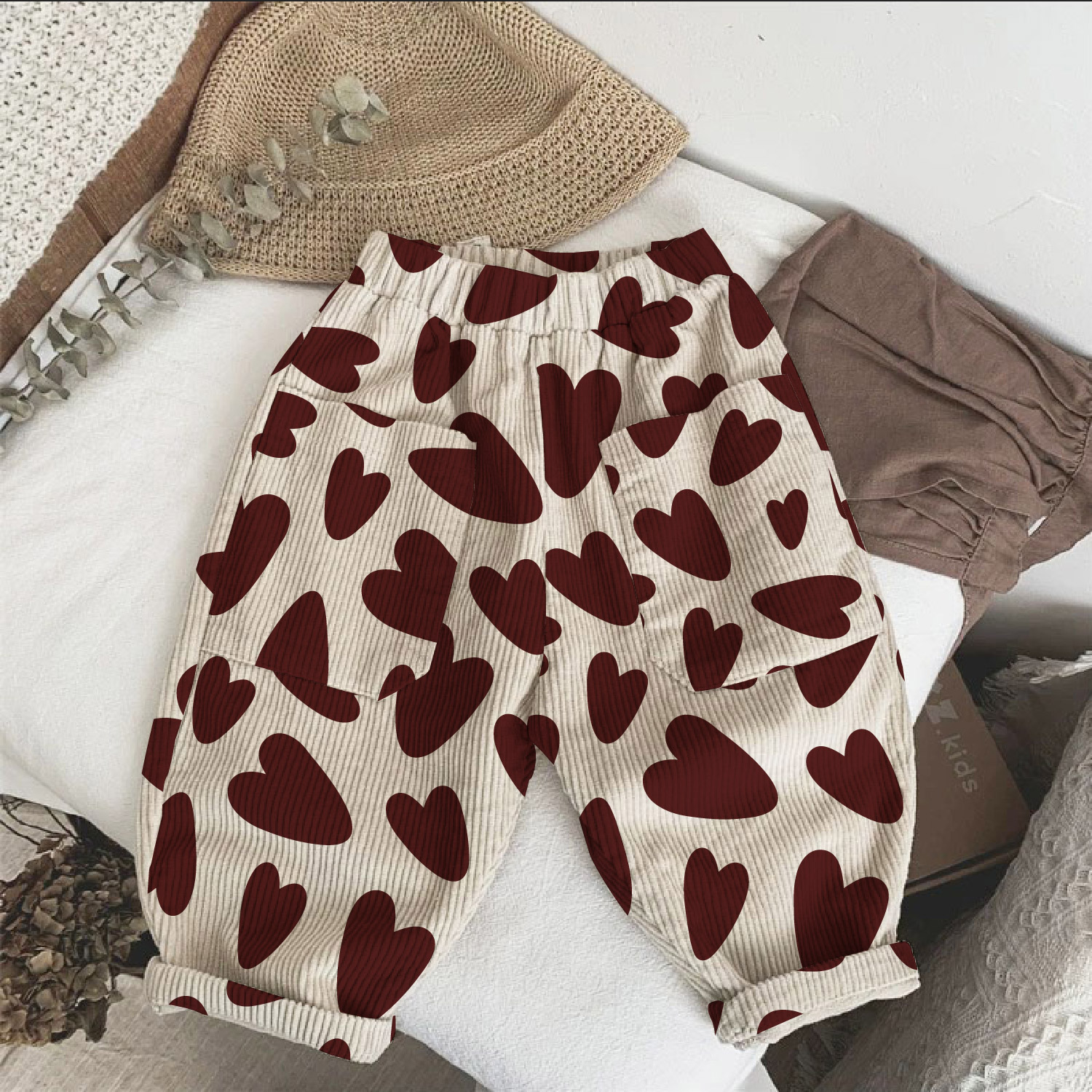 Baby & Kids Leopard Print Heart Corduroy Pants