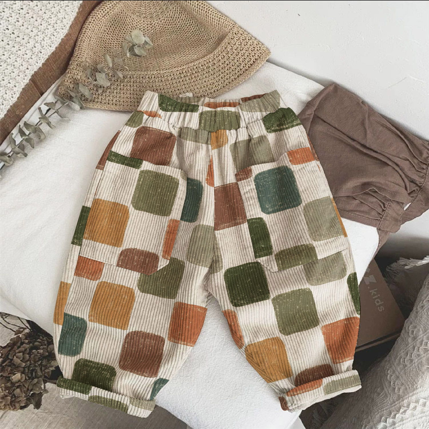 Baby & Kids Colorful Checkered Corduroy Pants