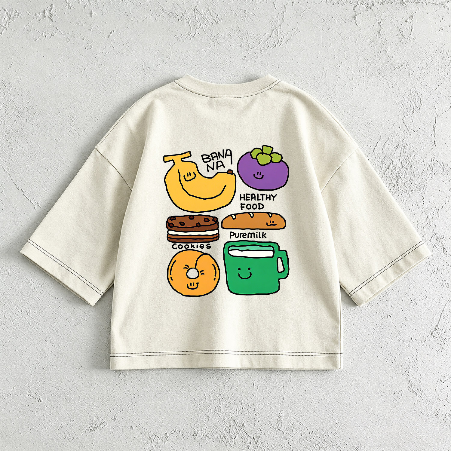 Baby & Kids Duck Fruit Food Patterns Print Front & Back T-Shirt (6M-12Y)