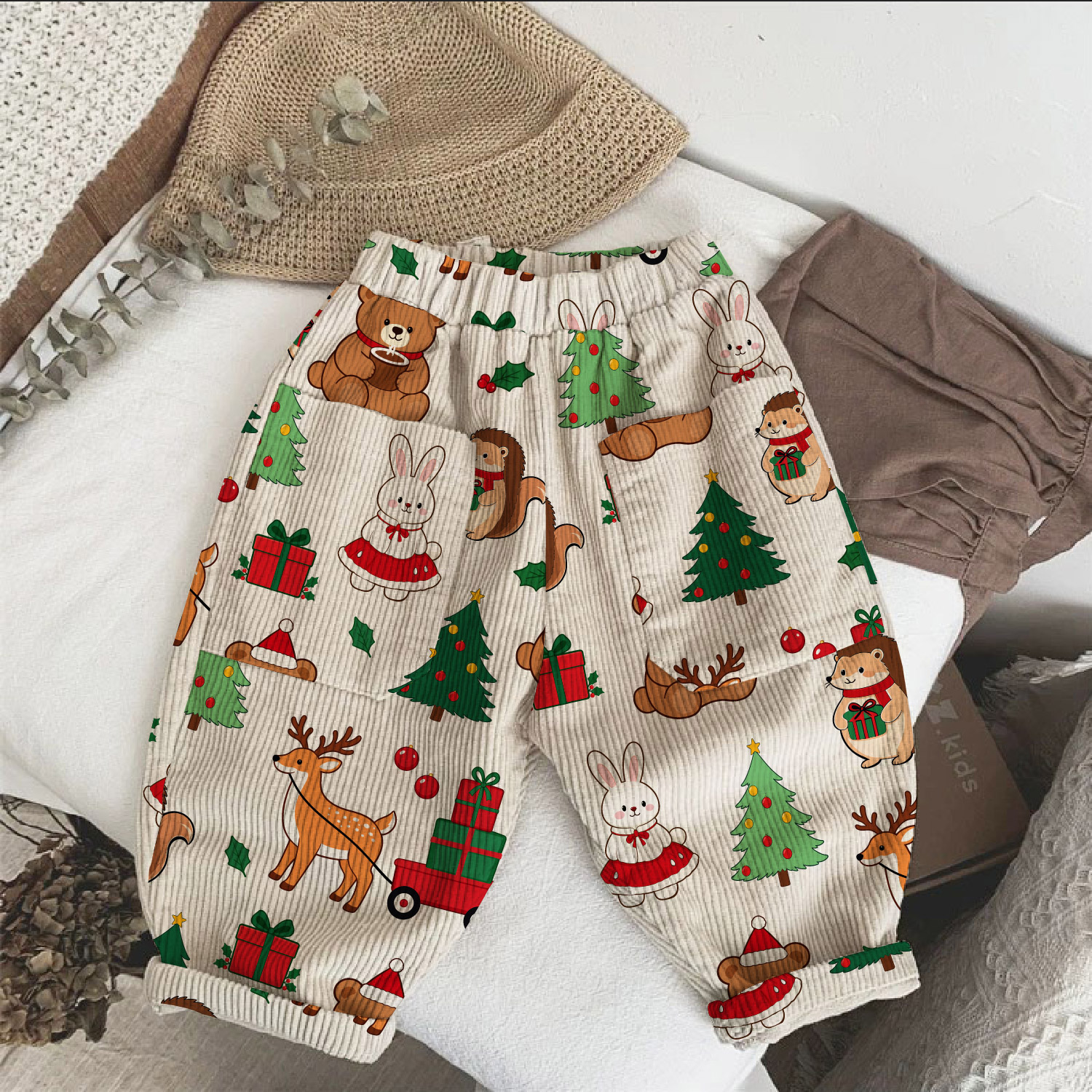 Baby & Kids Christmas Tree Animal Corduroy Pants