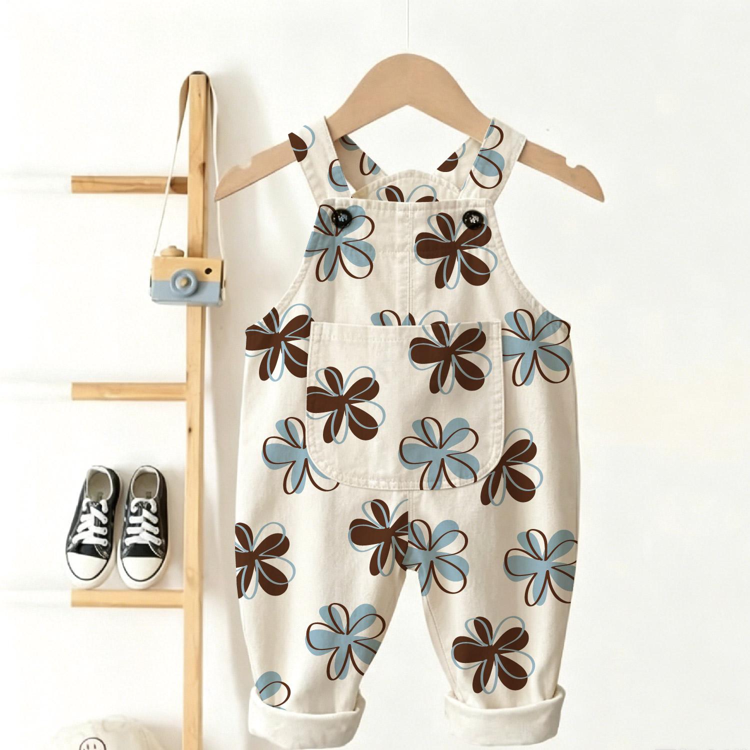 Baby Toddler Flowers Pattern Overalls