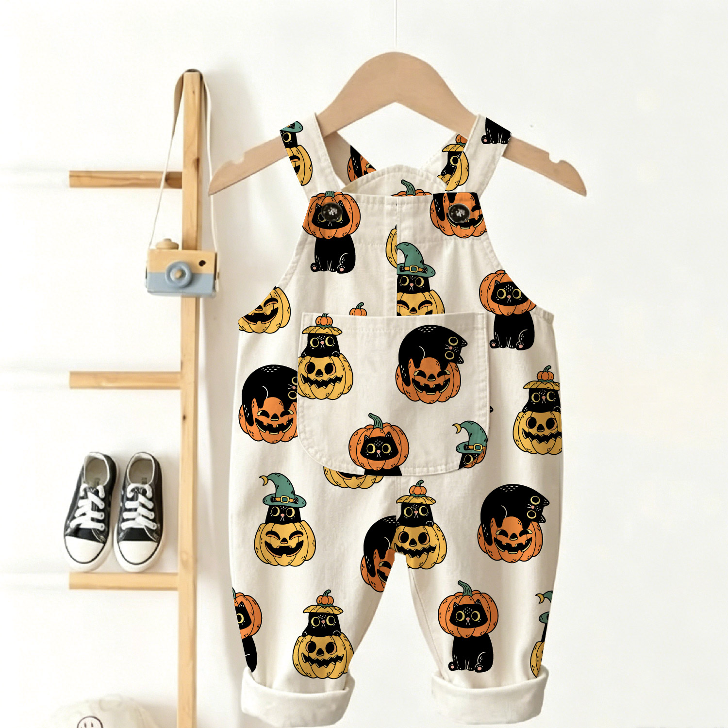 Baby Toddler Pumpkin Cat Overalls