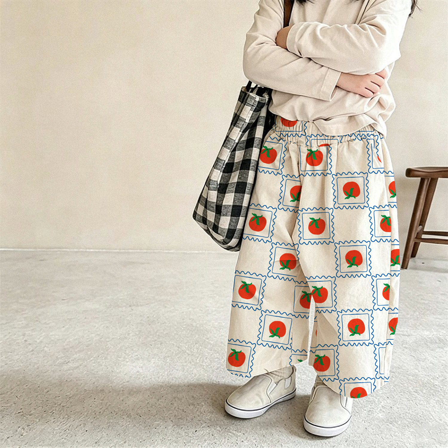Baby & Kids Plaid Tomato Print Casual Pants