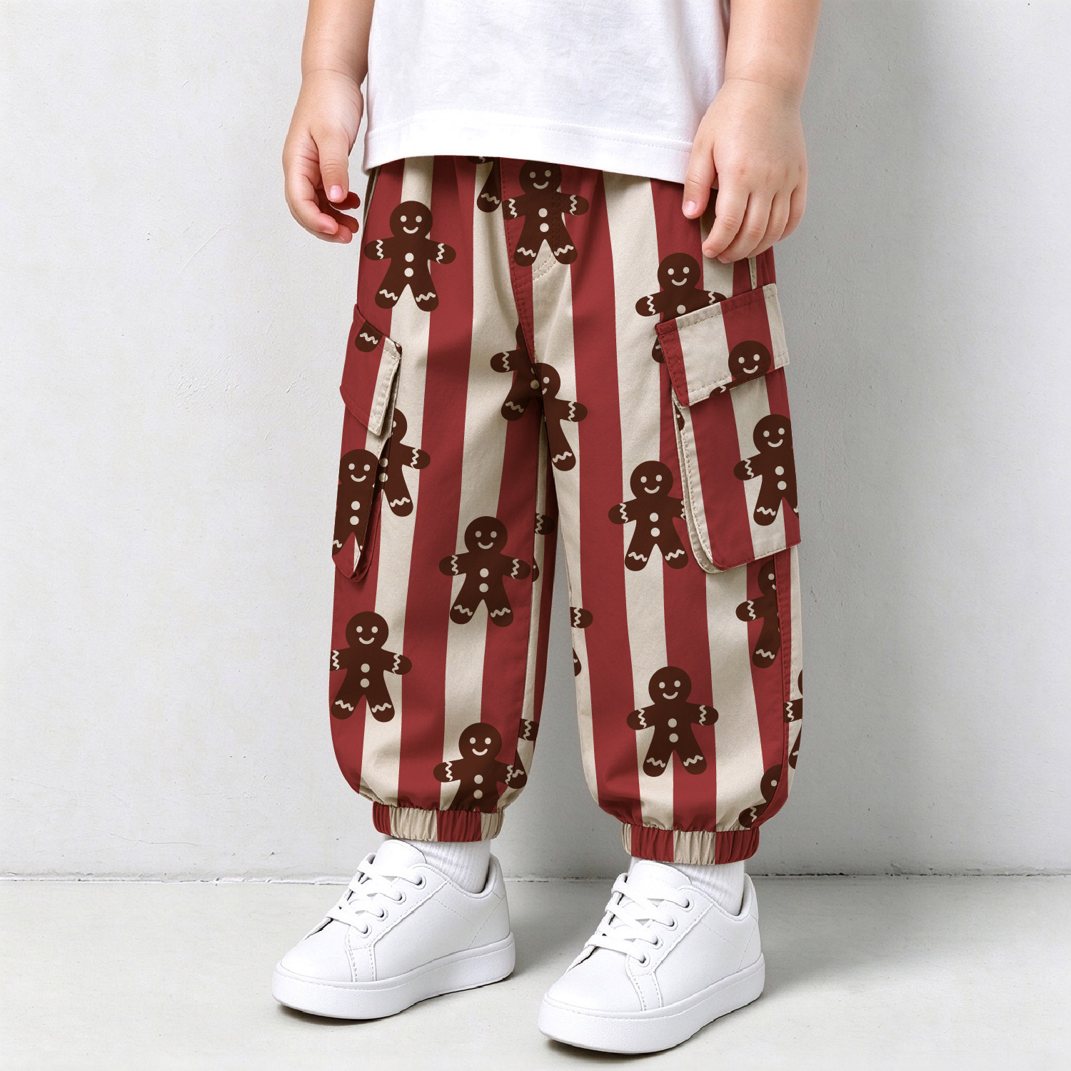 Baby & Kids Striped Gingerbread Man Pockets Cargo Pants