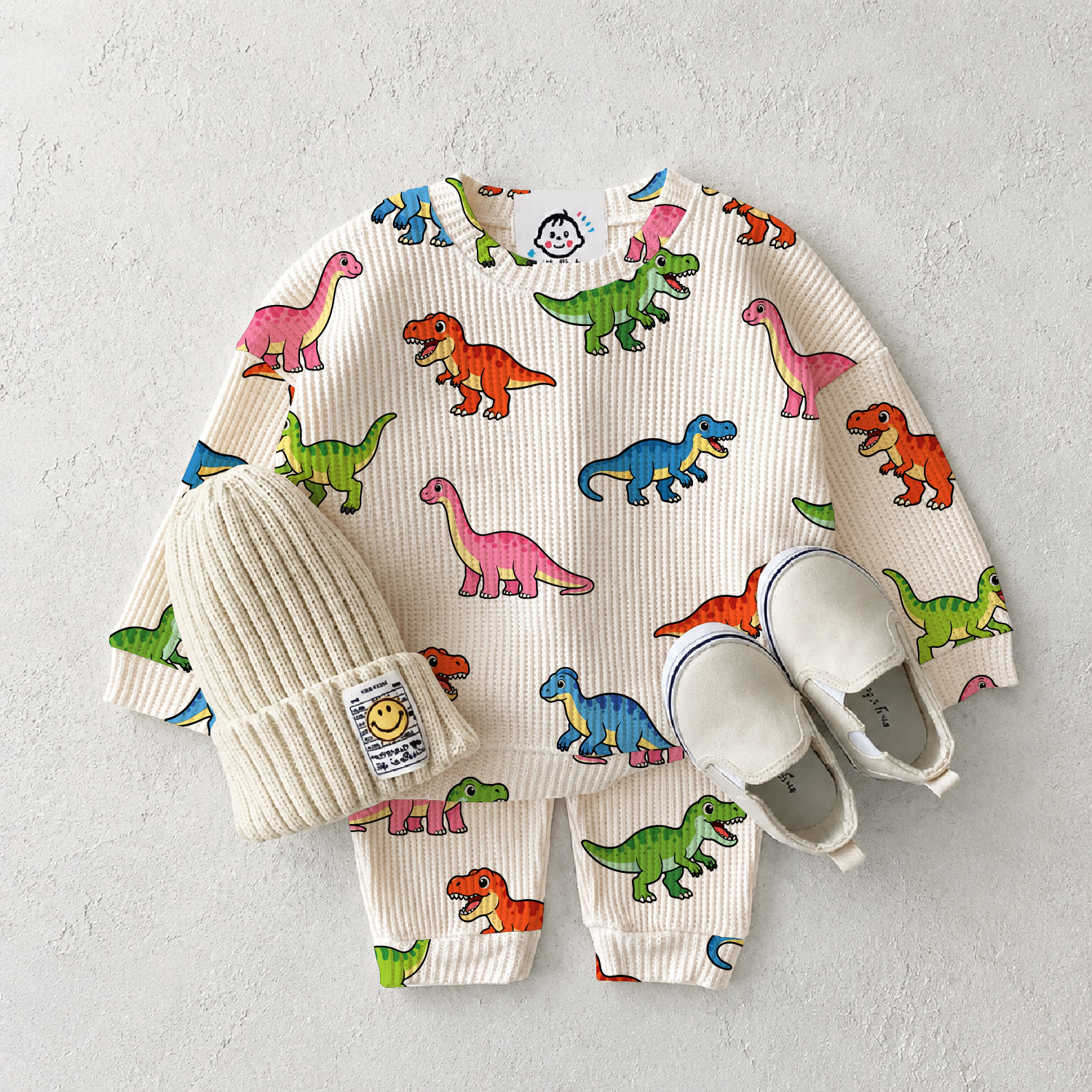 Baby Colorful Dinosaur Waffle 2-Piece Set
