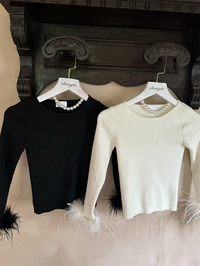 Baby Toddler Girls Fuzzy Bottom Sweater（Hair sleeves are removable）