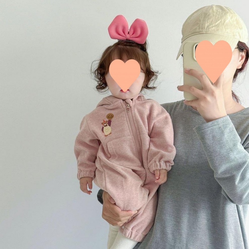 Baby Toddler Bear Print Hooded Romper