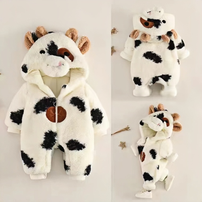 Baby Newborn Warm Cow Romper