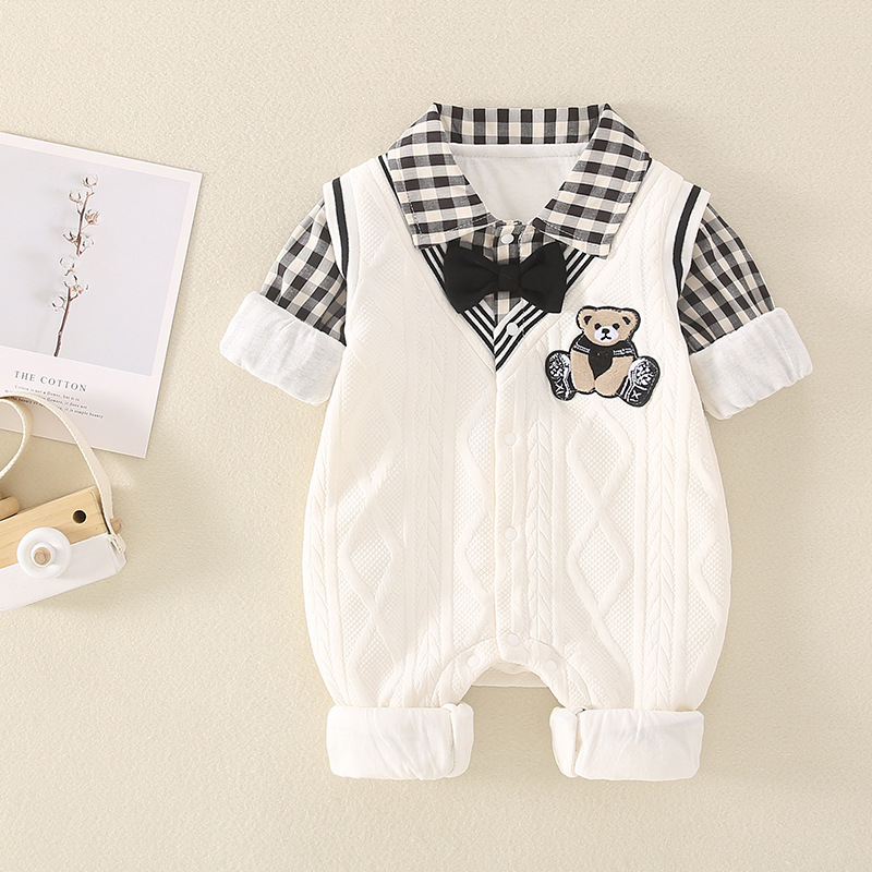 Baby Newborn Bear College Style Romper