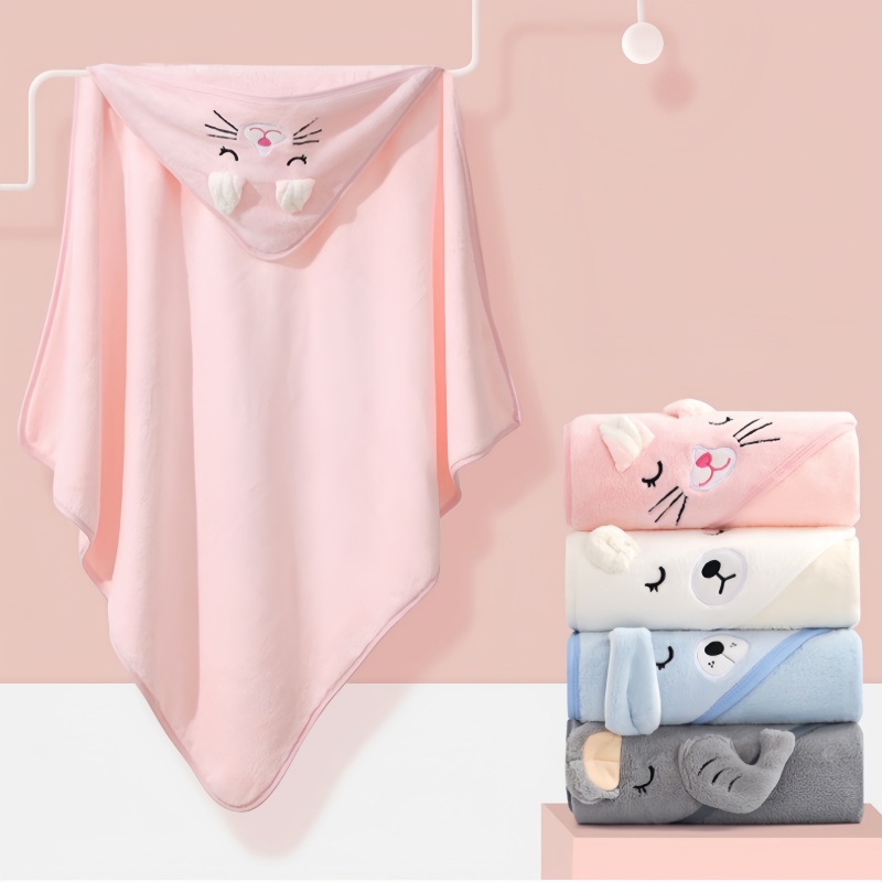 Baby Toddler Cartoon Embroidery Bath Towel Cape