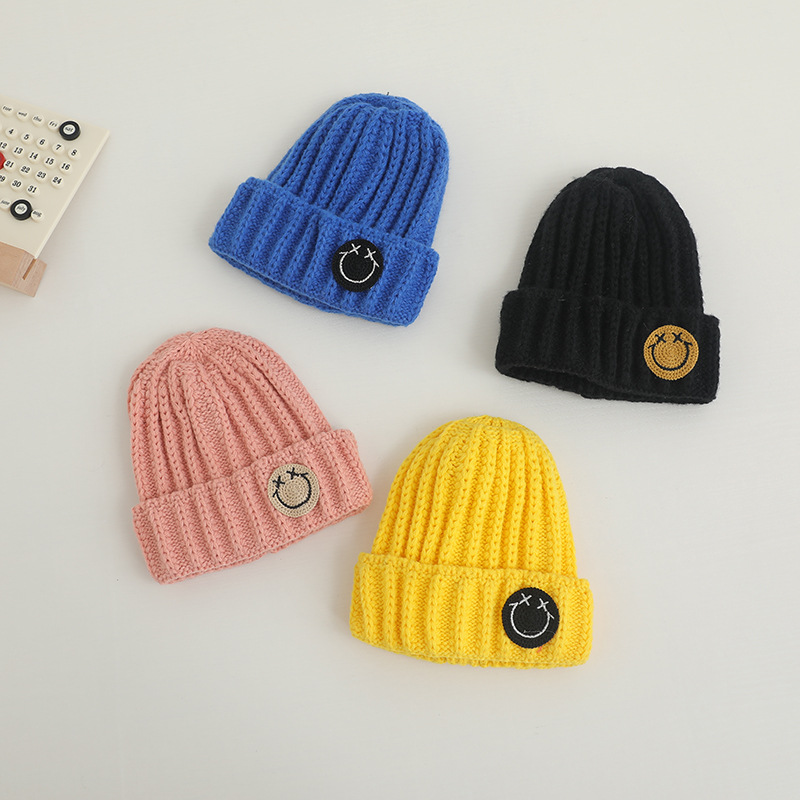 Baby Toddler Cute Smiley Solid Color Knit Hat