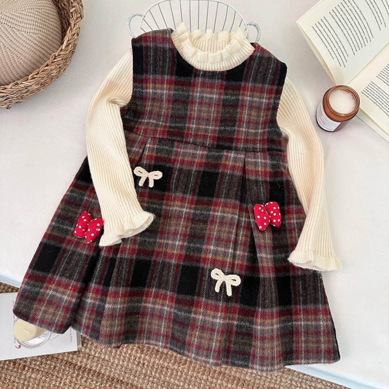 Baby Toddler Girls Warm Plaid Tank Dress