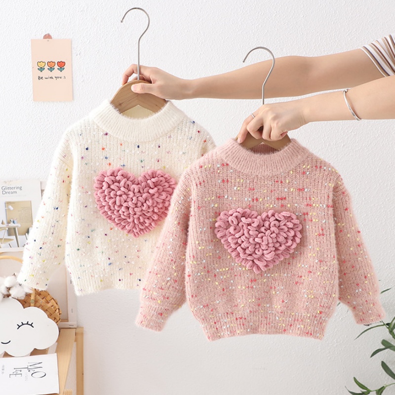 3D Heart Baby Toddler Girl Sweater