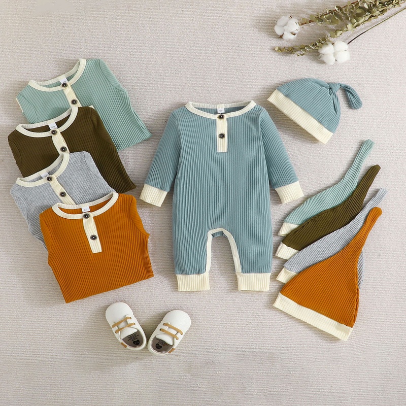 2-Piece Baby Newborn Multi-Color Romper (hat included)