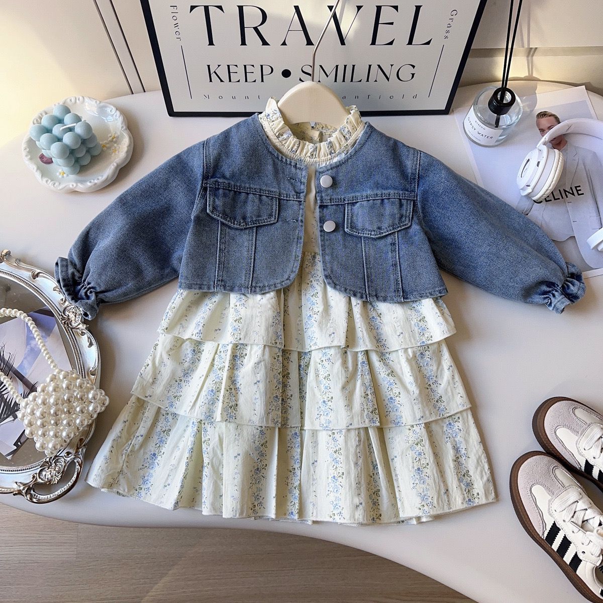 Kids' Girls' Denim Jacket & Floral Dress