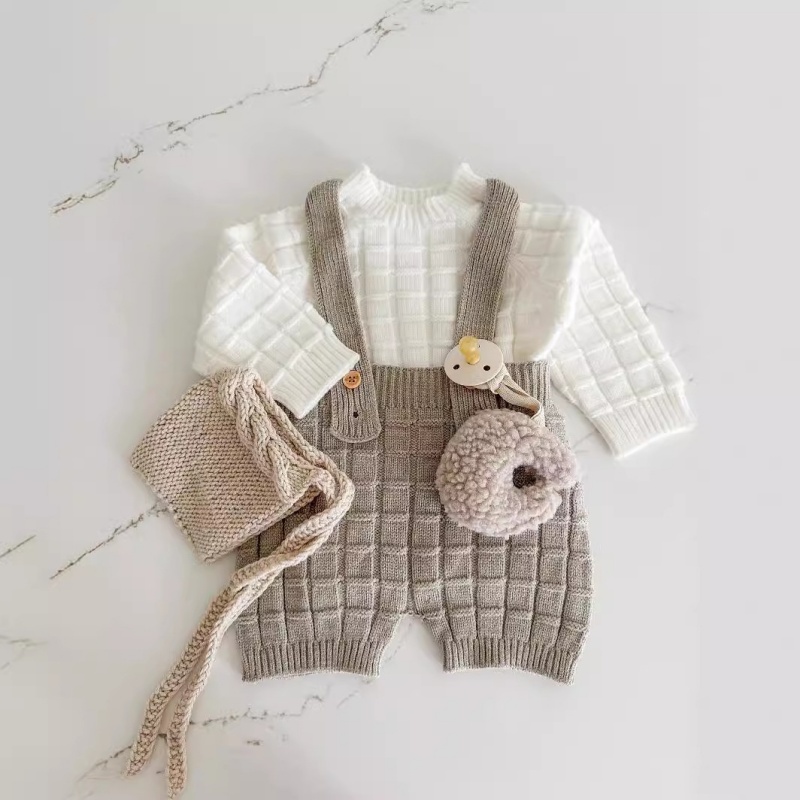 Baby Knitted Sweater Top & Overalls