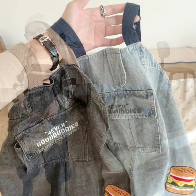 Baby Toddler Hamburger Print Denim Overall