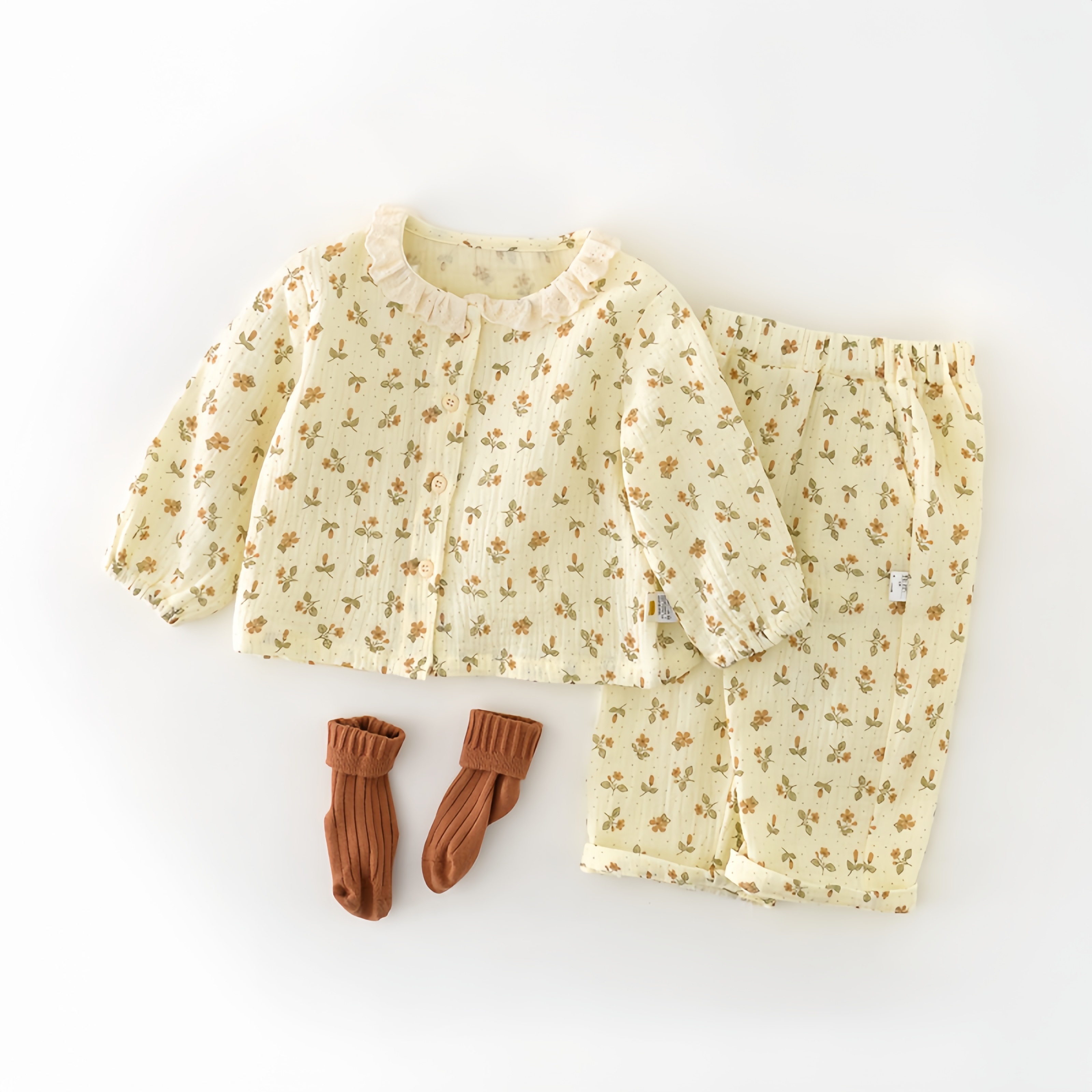 2-Piece Baby Printed Ruffle Collar Set