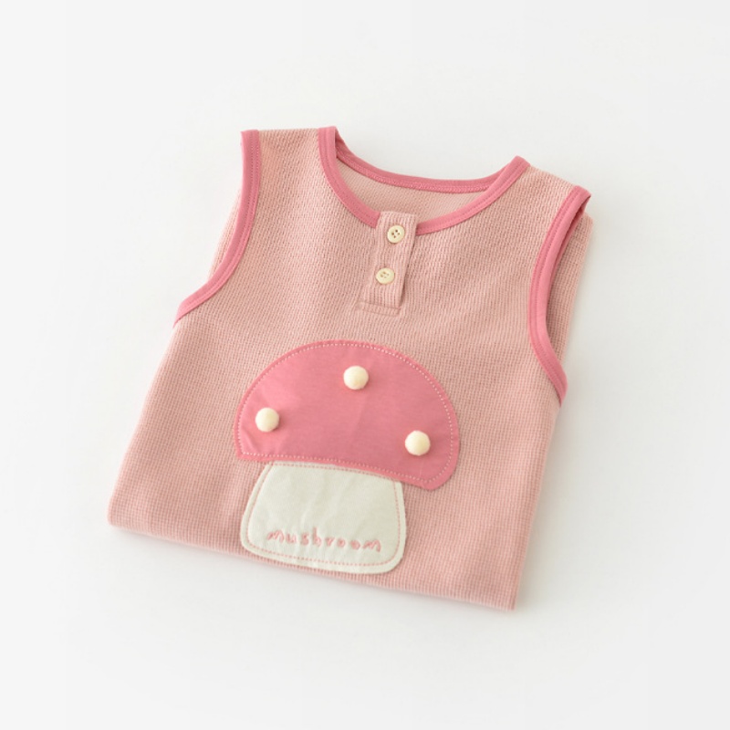Baby Girl Mushroom Print Overalls