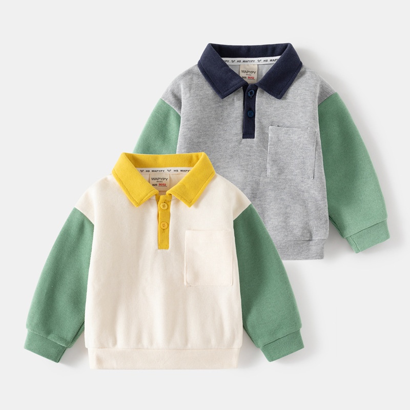 Baby Color Block Polo Neck Sweatshirt