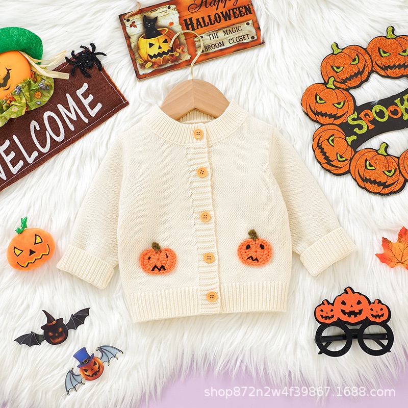 Baby Toddler Halloween Pumpkin Sweater Cardigan