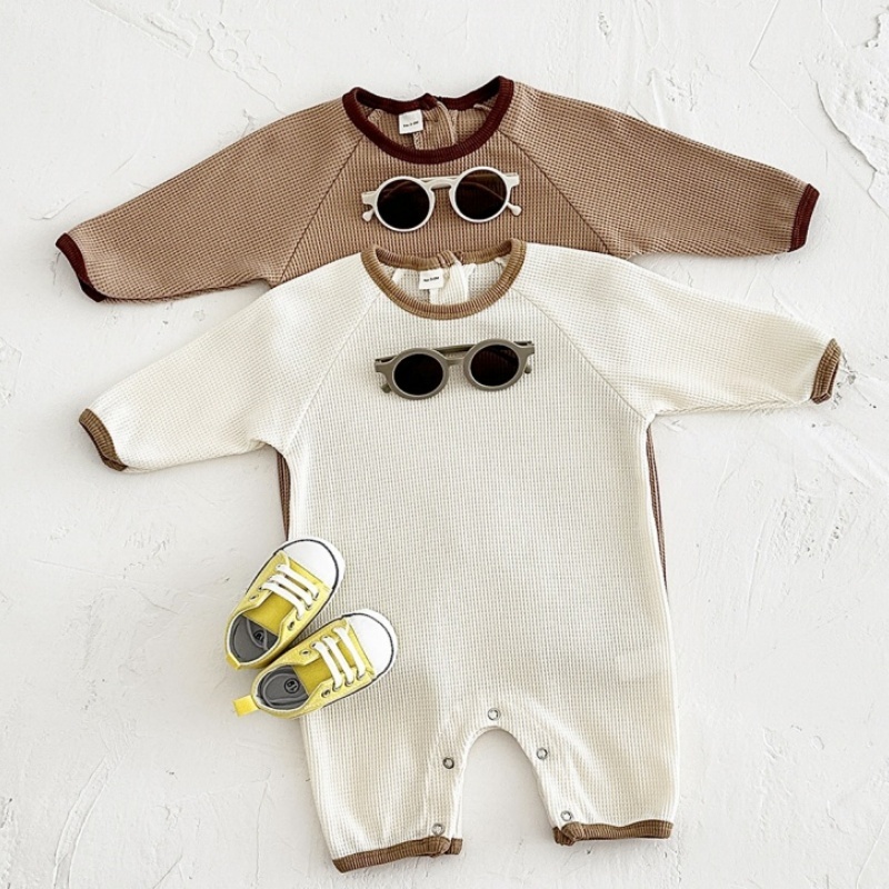 Baby Newborn Waffle Colorblock Romper