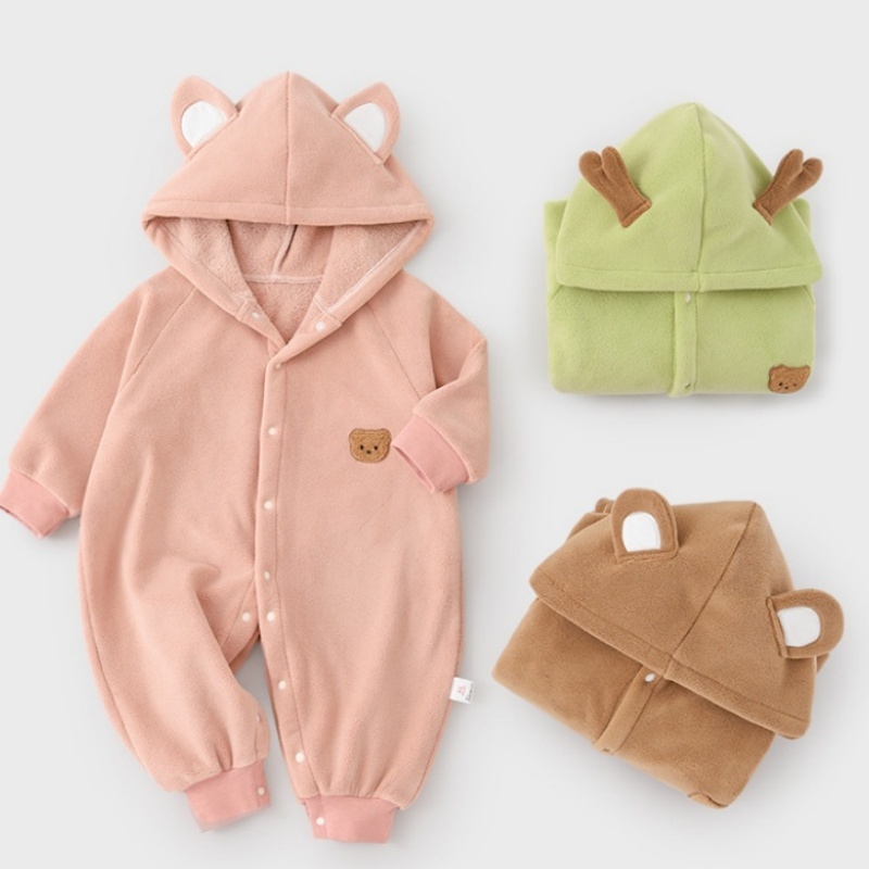 Baby Newborn Warm Bear Hooded Romper