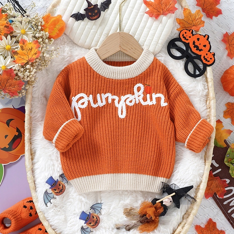 Baby Halloween Letter Embroidered Sweater