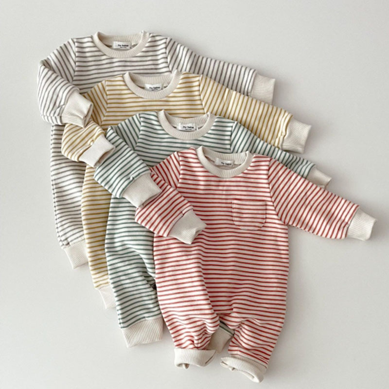 Baby Round Neck Striped Romper