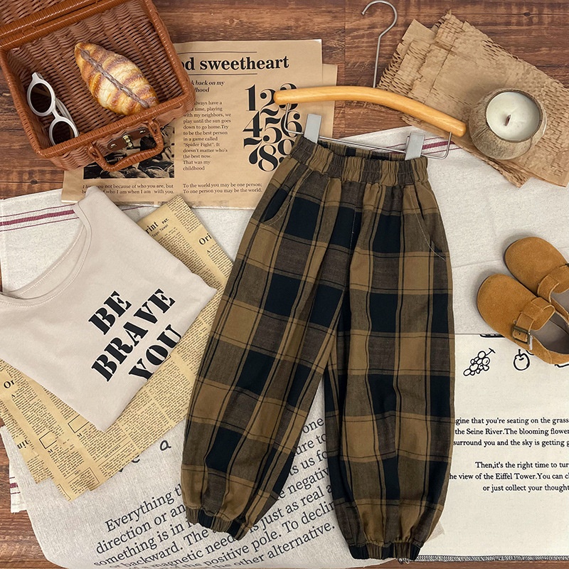 Kids' Plaid Print Casual Pants