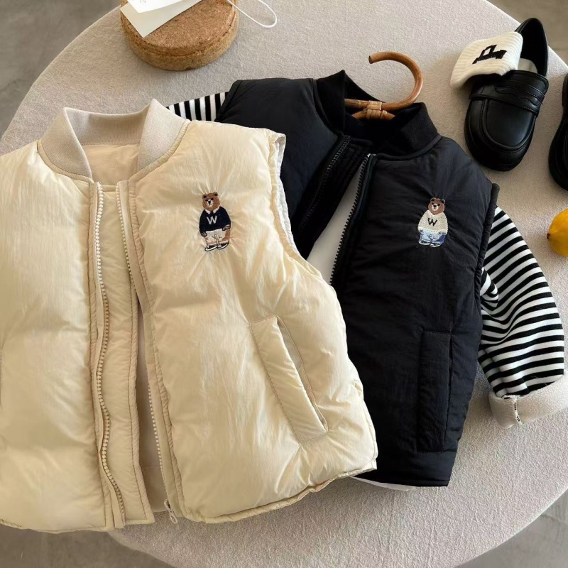 Baby Kids Bear Embroidered Quilted Vest