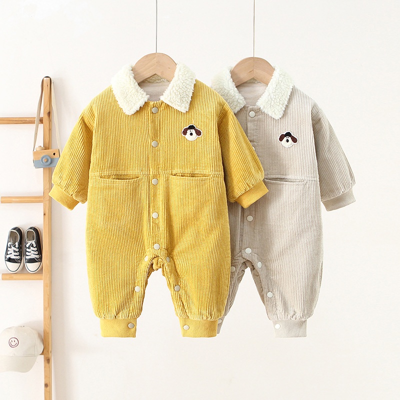 Baby Cartoon Corduroy Fleece Romper