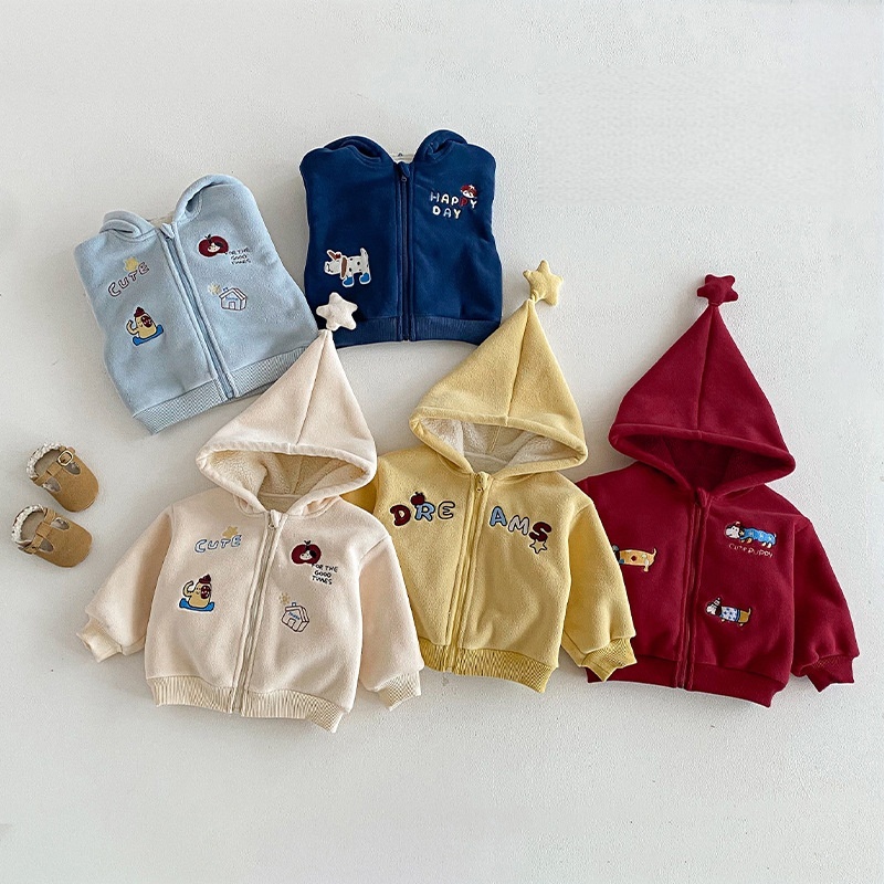 Baby Toddler Alphabet Cartoon Fleece Coat