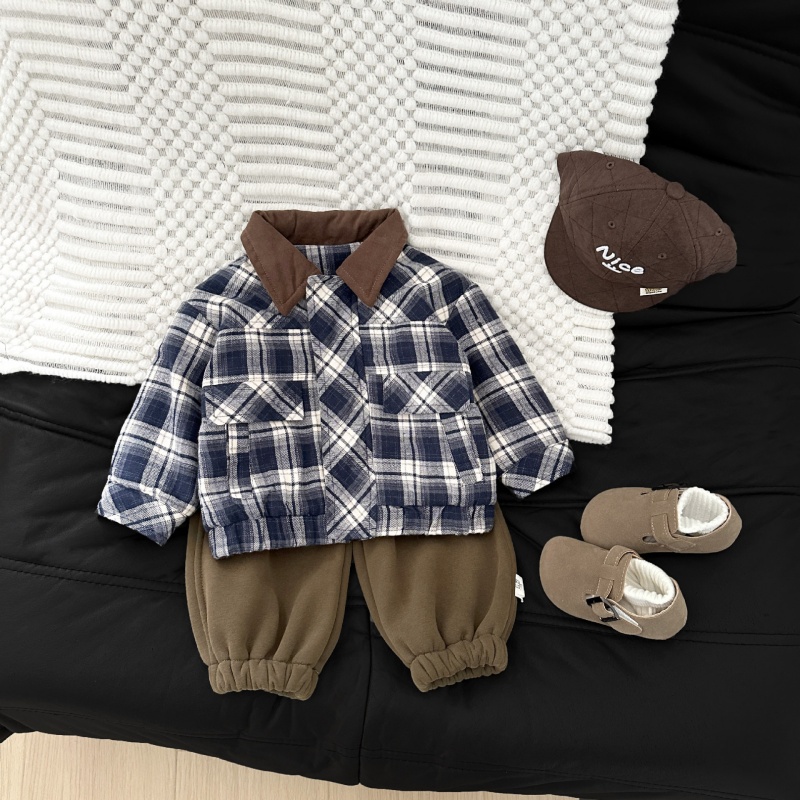 Baby Kids' Boy Plaid Quilted Jacket