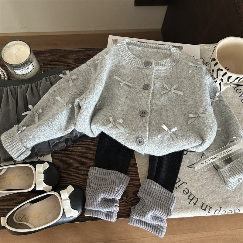 Toddler Girl's Bow-Front Cardigan Sweater
