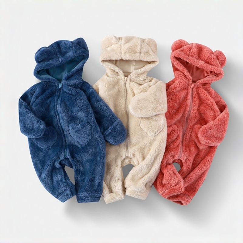 Baby Newborn Bear Plush Zipper Romper