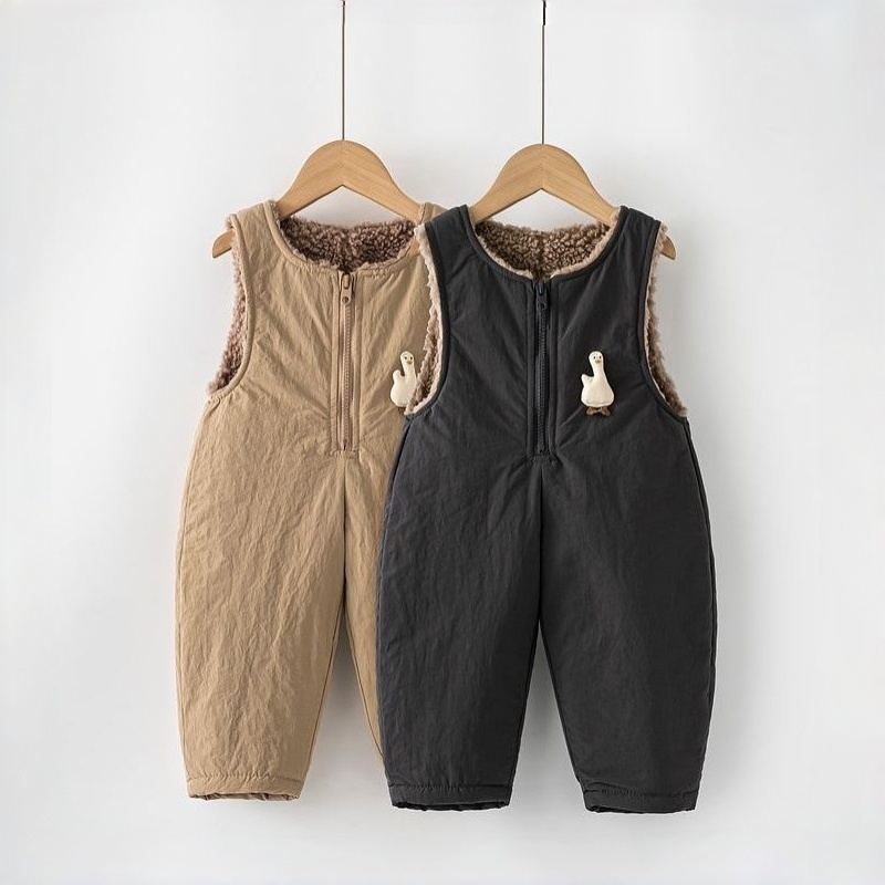 Baby & Toddler 3D Goose-Print Fleece Overalls