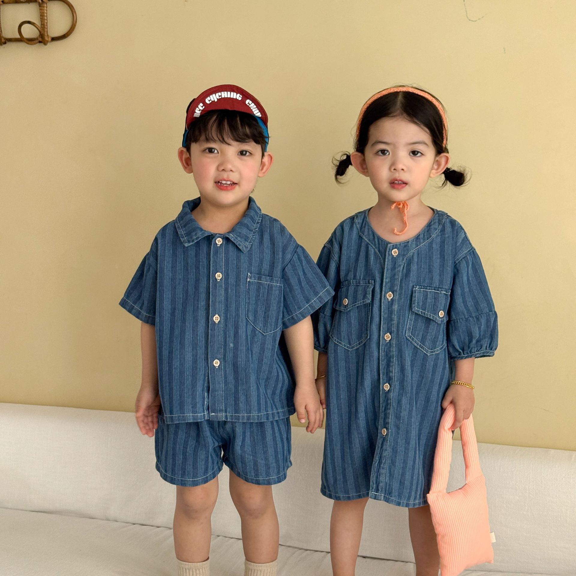2-Piece Toddler Denim Striped Set & Dress