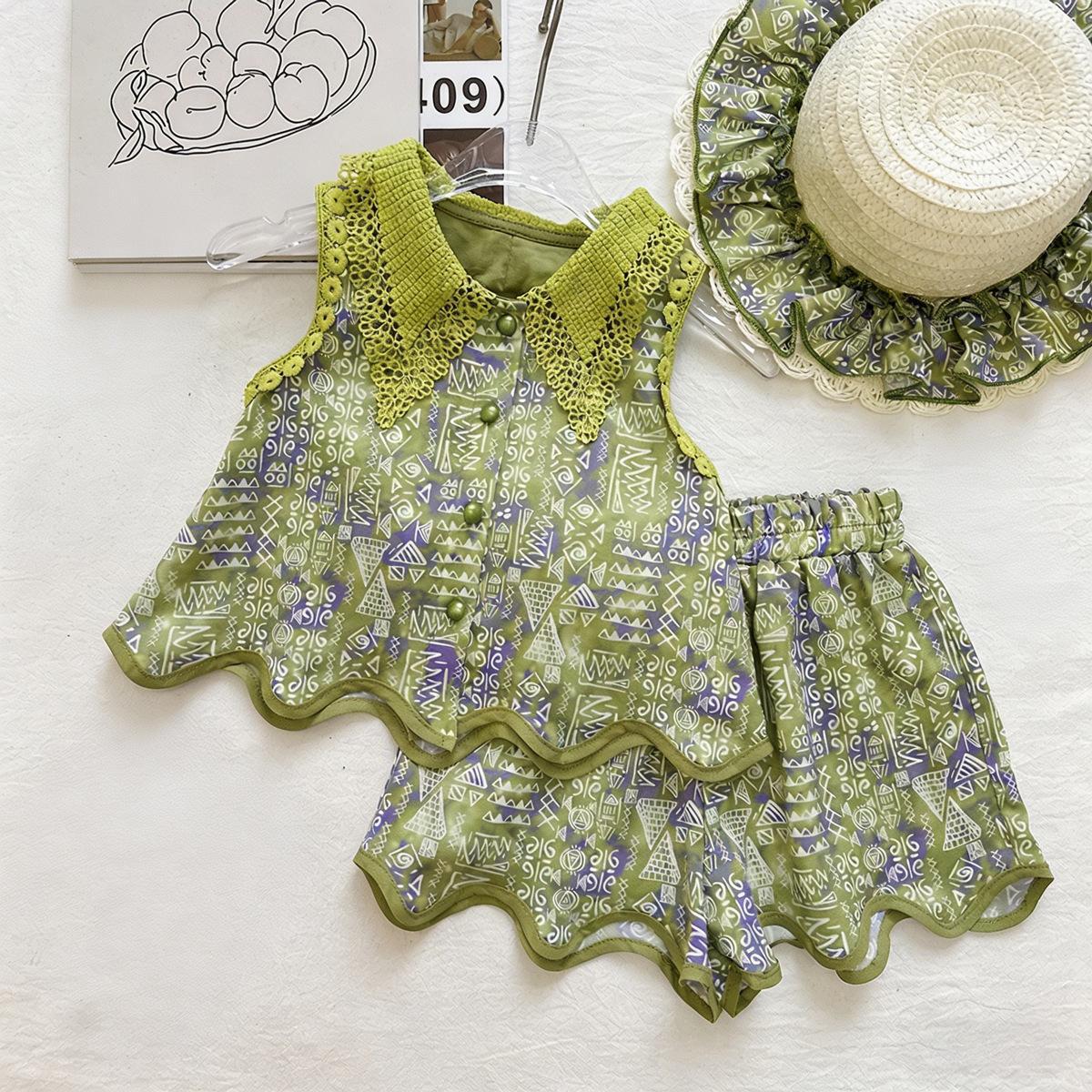 Baby& Kid Forest Lace Collar Top & Pant Sets