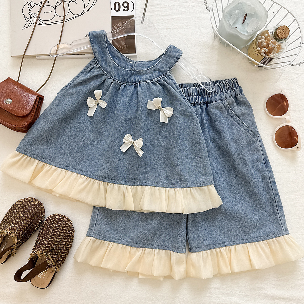 Baby& Kid Denim Halter Top and Pants Set