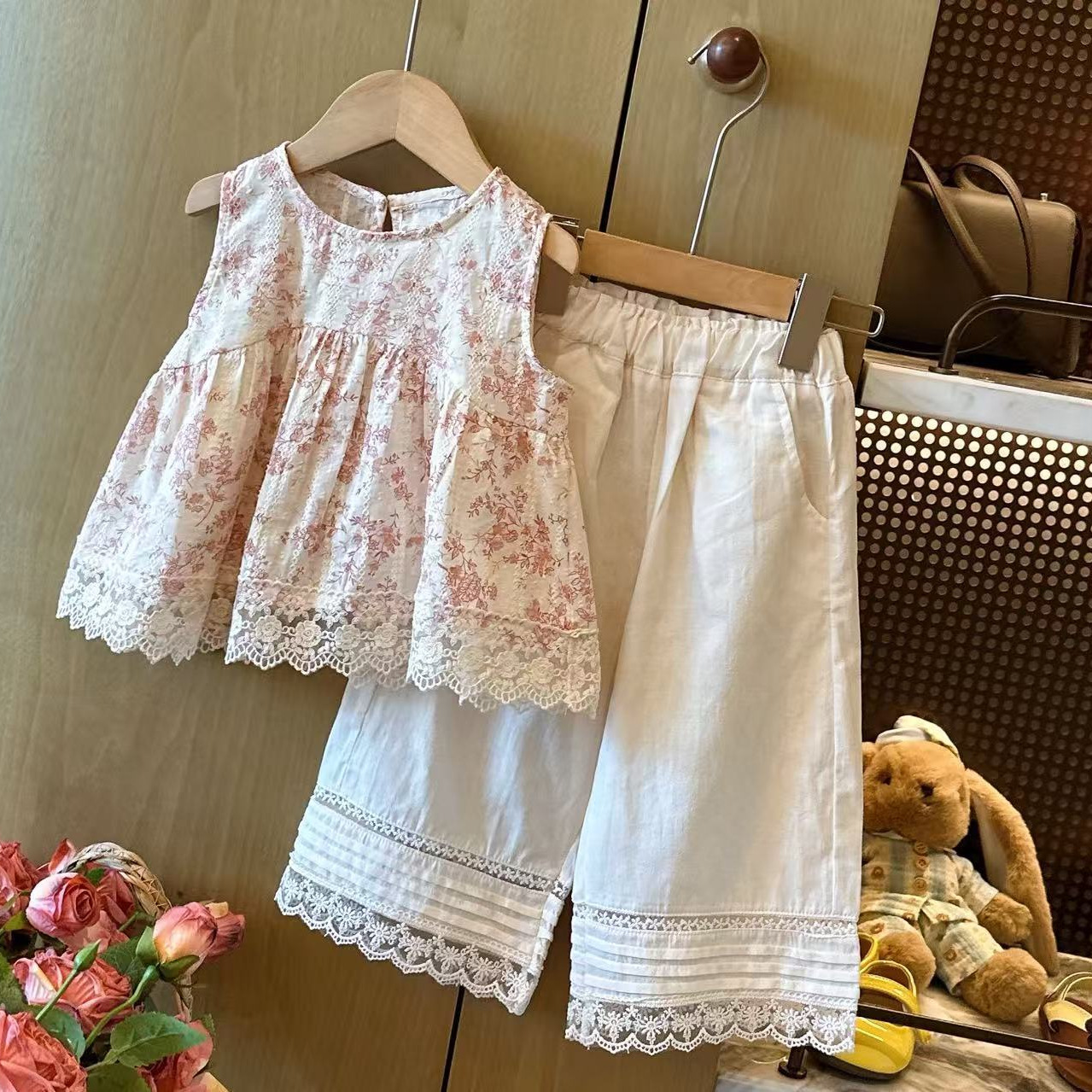 Baby& Kid Floral Lace Top and Pants Set