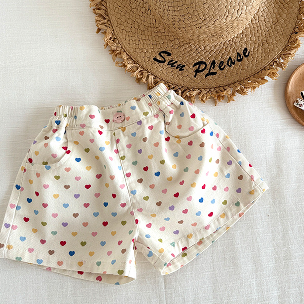 Toddler Colorful Heart Pattern Loose Shorts