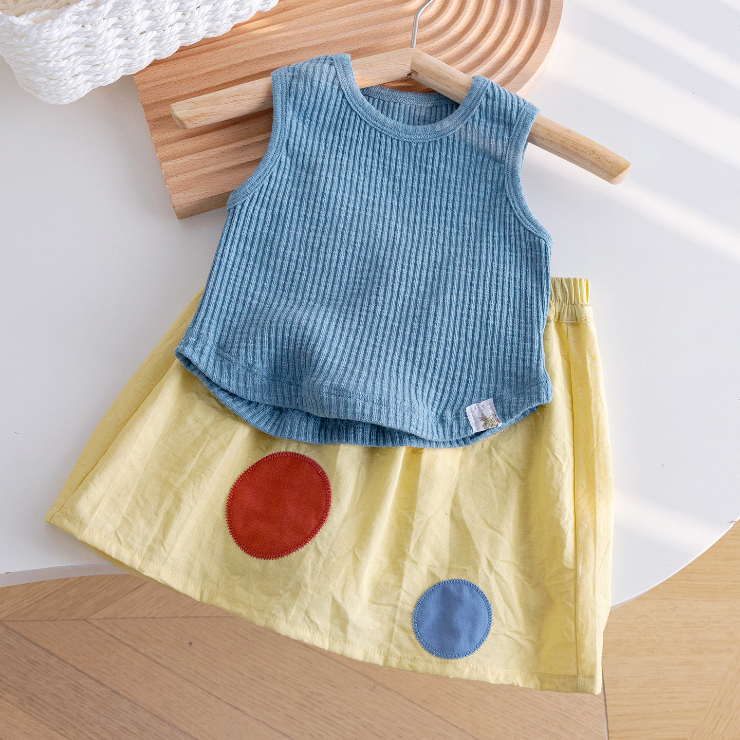 Kids Knit Stripe Vest Top and Dot Pants Sets