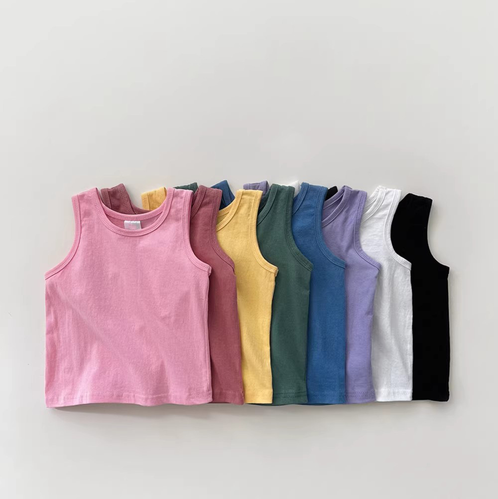 Kids Solid Color Base Layer Vest T-shirt