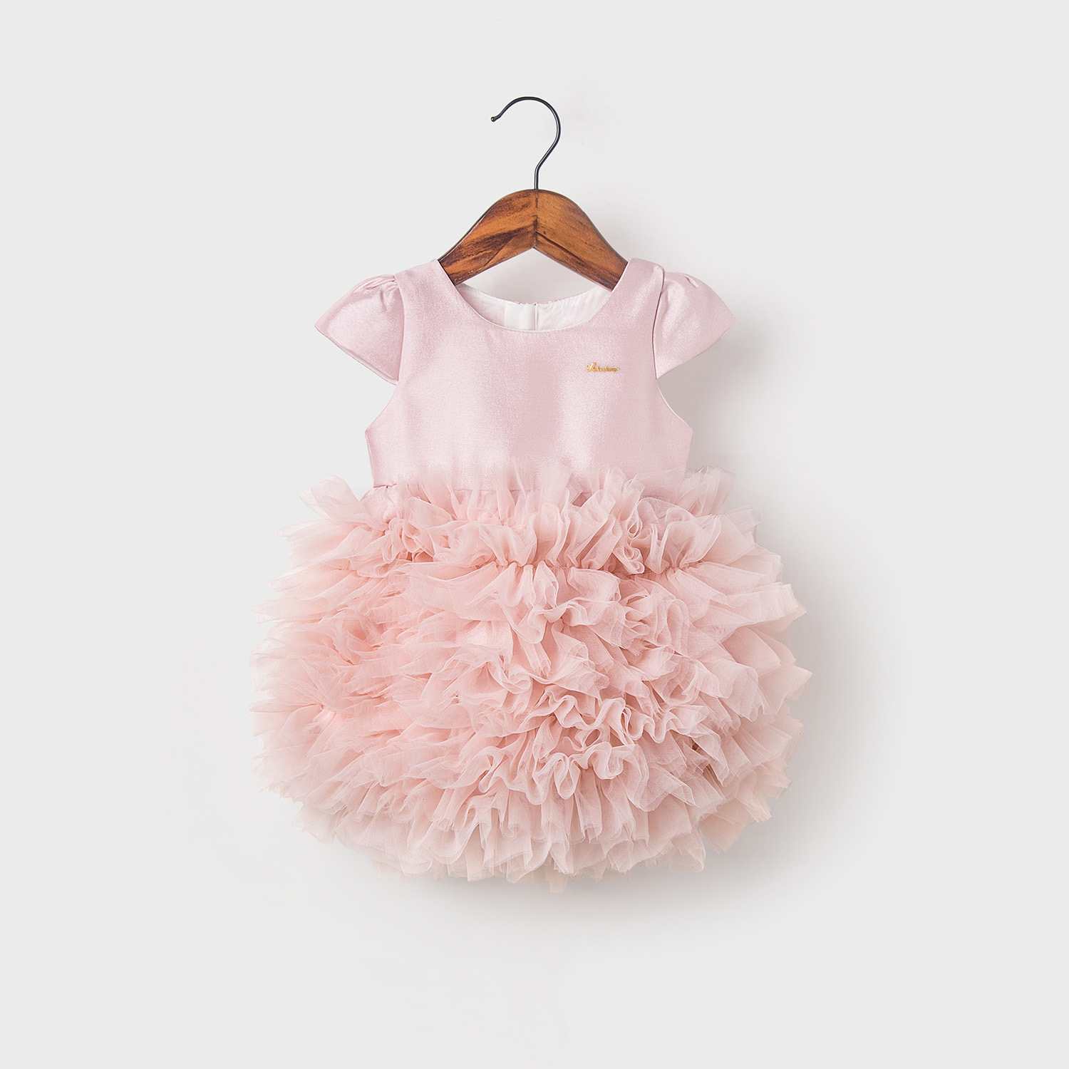 Kids Flutter Sleeve Bow Fluffy Tiered Tulle Princess Dress